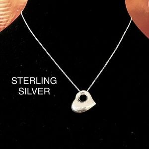 STERLING SILVER 925 PUFFY HEART WOMANS PENDANT NECKLACE STATEMENT SIGNATURE